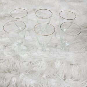 VINTAGE WATER GLASS 6 3/4'' TALL PLATINUM RIM ENGAGEMENT FOSTORIA SIGNED SET 6